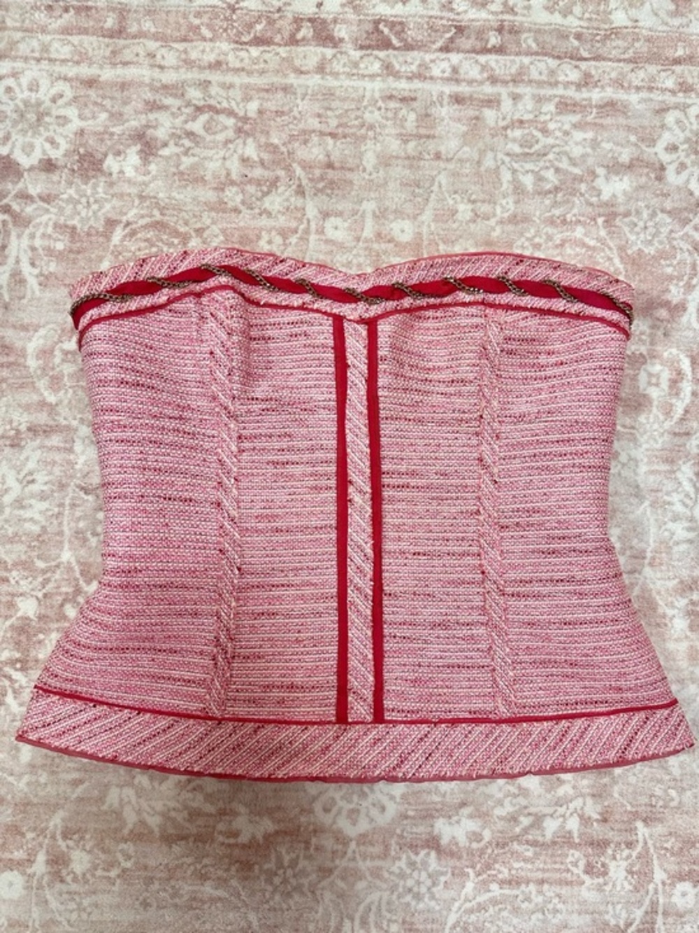 Tweed ❤️ WHBM Bustier Top W/ Gold Chain Details